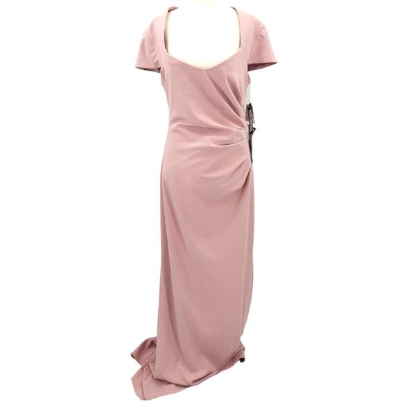 XSCAPE 14 1x plus pink Allison Scuba Crepe Ruffle Cutout Maxi Formal Dress B118 - Picture 3 of 12